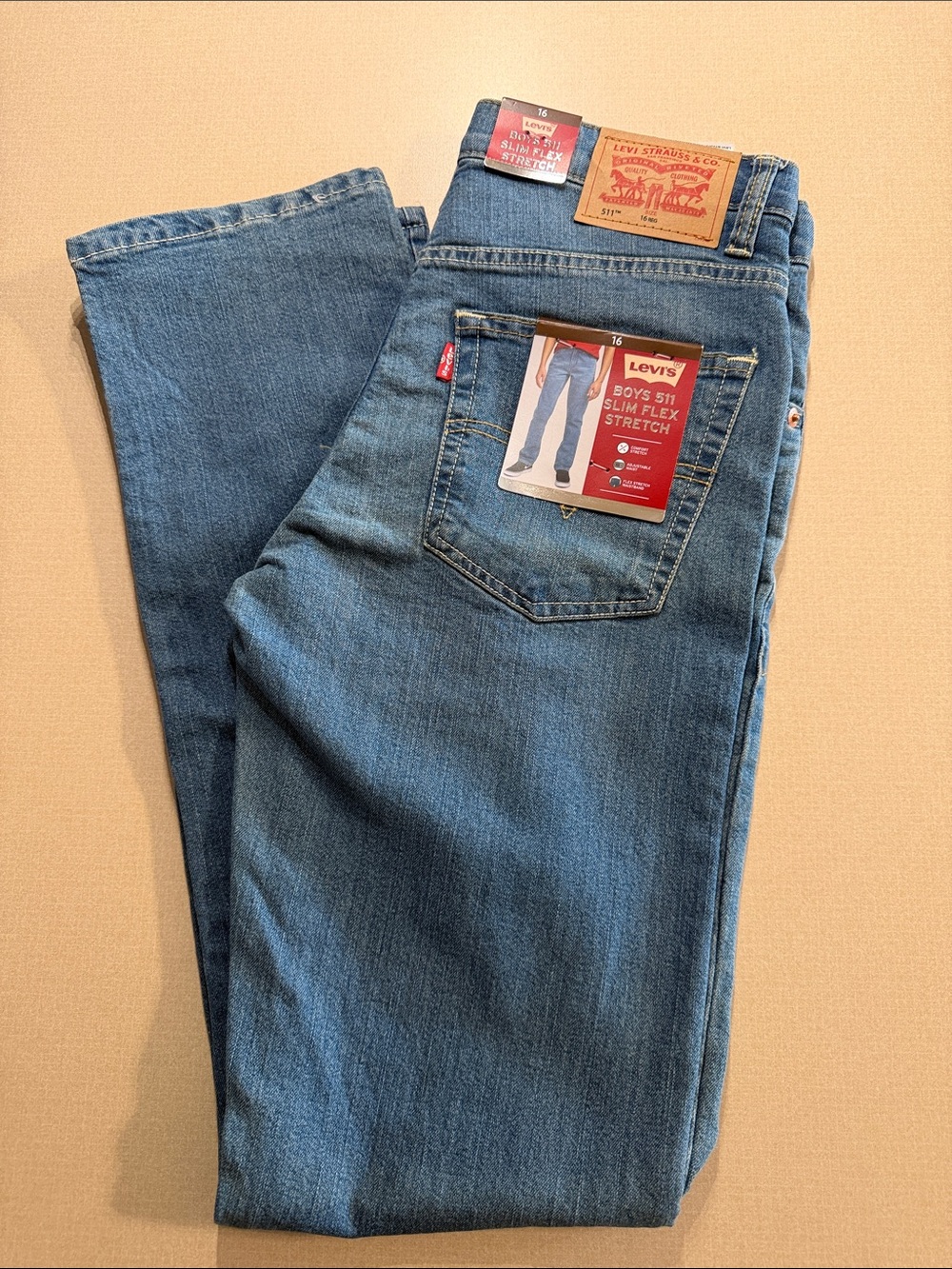 NWT Levi's Boys 511 Slim Fit Stretch Jeans - Light Blue size 16